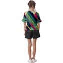 Abstract Geometric Design Pattern Kids  V-Neck Horn Sleeve Blouse View2