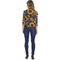 Flower Pattern Spring Women s Draped Front 3/4 Sleeve Shawl Collar Jacket View4
