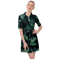 Foliage Belted Shirt Dress by HermanTelo