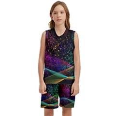 Particles Waves Line Multicoloured Kids  Basketball Mesh Set