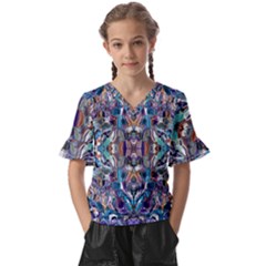  Over The Delta  Kids  V-neck Horn Sleeve Blouse