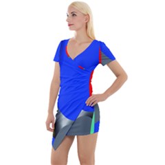 Abstract Circles, Art, Colorful, Colors, Desenho, Modern Short Sleeve Asymmetric Mini Dress