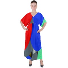Abstract Circles, Art, Colorful, Colors, Desenho, Modern V-neck Boho Style Maxi Dress