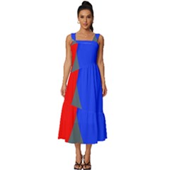 Abstract Circles, Art, Colorful, Colors, Desenho, Modern Square Neckline Tiered Midi Dress