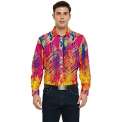 Abstract Design Calorful Men s Long Sleeve Pocket Shirt 