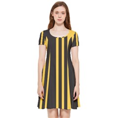 Abstract Design, Minimal, Abstract, Black, Desenho, Flat Inside Out Cap Sleeve Dress