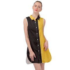 Abstract Design, Minimal, Abstract, Black, Desenho, Flat Sleeveless Shirt Dress