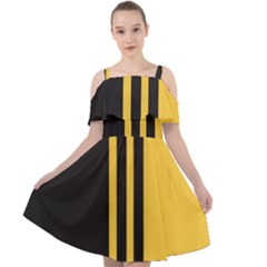 Abstract Design, Minimal, Abstract, Black, Desenho, Flat Cut Out Shoulders Chiffon Dress