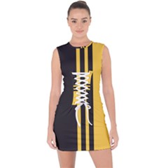 Abstract Design, Minimal, Abstract, Black, Desenho, Flat Lace Up Front Bodycon Dress