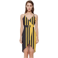 Abstract Design, Minimal, Abstract, Black, Desenho, Flat Wrap Frill Dress