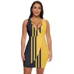 Abstract Design, Minimal, Abstract, Black, Desenho, Flat Draped Bodycon Dress