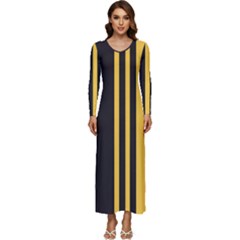 Abstract Design, Minimal, Abstract, Black, Desenho, Flat Long Sleeve Longline Maxi Dress