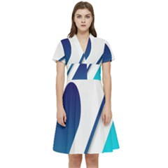 Abstract, Desenho, Flat, Google, Material Short Sleeve Waist Detail Dress