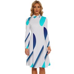 Abstract, Desenho, Flat, Google, Material Long Sleeve Shirt Collar A-line Dress