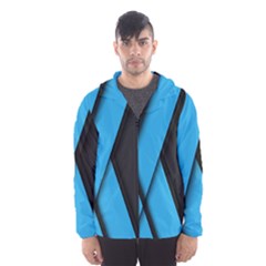 Blue Black Abstract Background, Geometric Background Men s Hooded Windbreaker