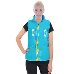 Blue Yellow Abstraction, Creative Backgroun Women s Button Up Vest