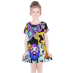 Cartoon Graffiti, Art, Black, Colorful, Wallpaper Kids  Simple Cotton Dress