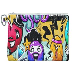 Cartoon Graffiti, Art, Black, Colorful, Wallpaper Canvas Cosmetic Bag (xxl) by nateshop