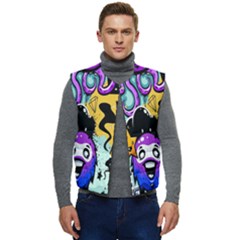 Cartoon Graffiti, Art, Black, Colorful, Wallpaper Men s Button Up Puffer Vest	