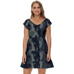 Comouflage,army Short Sleeve Tiered Mini Dress