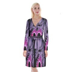 Fingerprint Astro, Amoled, Astronaut, Black, Dark, Oled Long Sleeve Velvet Front Wrap Dress