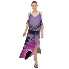 Fingerprint Astro, Amoled, Astronaut, Black, Dark, Oled Maxi Chiffon Cover Up Dress