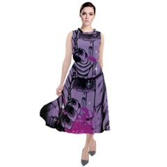 Fingerprint Astro, Amoled, Astronaut, Black, Dark, Oled Round Neck Boho Dress