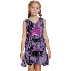 Fingerprint Astro, Amoled, Astronaut, Black, Dark, Oled Kids  Sleeveless Tiered Mini Dress