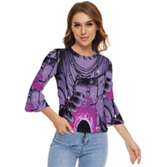Fingerprint Astro, Amoled, Astronaut, Black, Dark, Oled Bell Sleeve Top