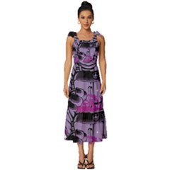 Fingerprint Astro, Amoled, Astronaut, Black, Dark, Oled Tie-strap Tiered Midi Chiffon Dress