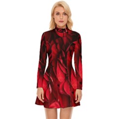 Followers,maroon,rose,roses Long Sleeve Velour Longline Dress