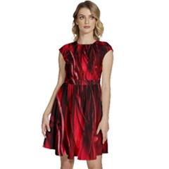 Followers,maroon,rose,roses Cap Sleeve High Waist Dress