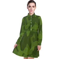 Green Camouflage, Camouflage Backgrounds, Green Fabric Long Sleeve Chiffon Shirt Dress