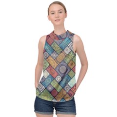 Mandala Pattern Abstract , Mandala, Pattern, Abstract High Neck Satin Top