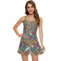 Mandala Pattern Abstract , Mandala, Pattern, Abstract Ruffle Edge Bra Cup Chiffon Mini Dress