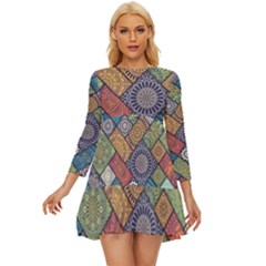Mandala Pattern Abstract , Mandala, Pattern, Abstract Long Sleeve Babydoll Dress