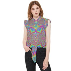 Mandala, Pattern, Abstraction, Colorful, Hd Phone Frill Detail Shirt