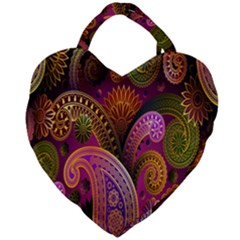 Paisley Pattern, Abstract Colorful, Texture Background, Hd Giant Heart Shaped Tote