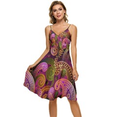 Paisley Pattern, Abstract Colorful, Texture Background, Hd Sleeveless Tie Front Chiffon Dress