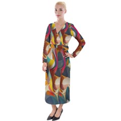 Pattern Calorful Velvet Maxi Wrap Dress