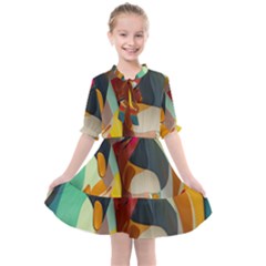 Pattern Calorful Kids  All Frills Chiffon Dress