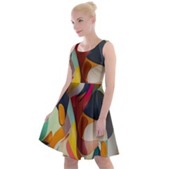 Pattern Calorful Knee Length Skater Dress