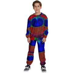 Peacock-feathers,blue 1 Kids  Sweatshirt Set
