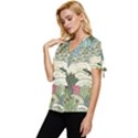 Playful Cactus Desert Landscape Illustrated Seamless Pattern Bow Sleeve Button Up Top View2