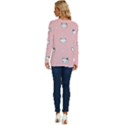 Cute Cat Cartoon Doodle Seamless Pink Pattern Long Sleeve Crew Neck Pullover Top View4