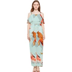 Koi Fish Draped Sleeveless Chiffon Jumpsuit