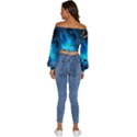 3d Universe Space Star Planet Long Sleeve Crinkled Weave Crop Top View4