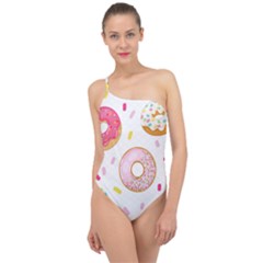 Vector Donut Seamless Pattern Classic One Shoulder Swimsuit