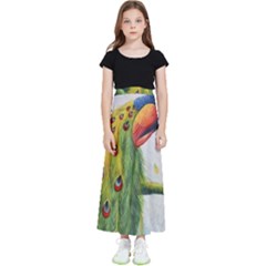 Peacock Art Kids  Flared Maxi Skirt