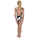 Black White Chess Board High Leg Strappy Swimsuit View2